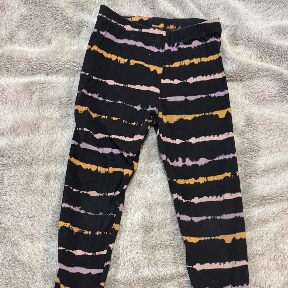 SO Kids Leggings - Black, Pink, Orange Stripes